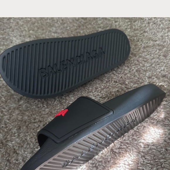 Balenciaga Black and Red Men\'s Slides